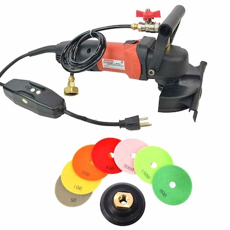 Hardin 4 Inch Var Speed Polisher and 8 pc 4 Inch Diamond Polishing Pad Set WVPOLSET